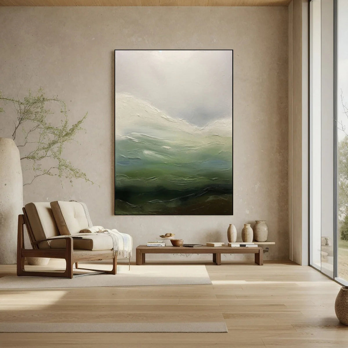 Contemporary Abstract with Blended Greens, Blues, and Whites #BGA 251