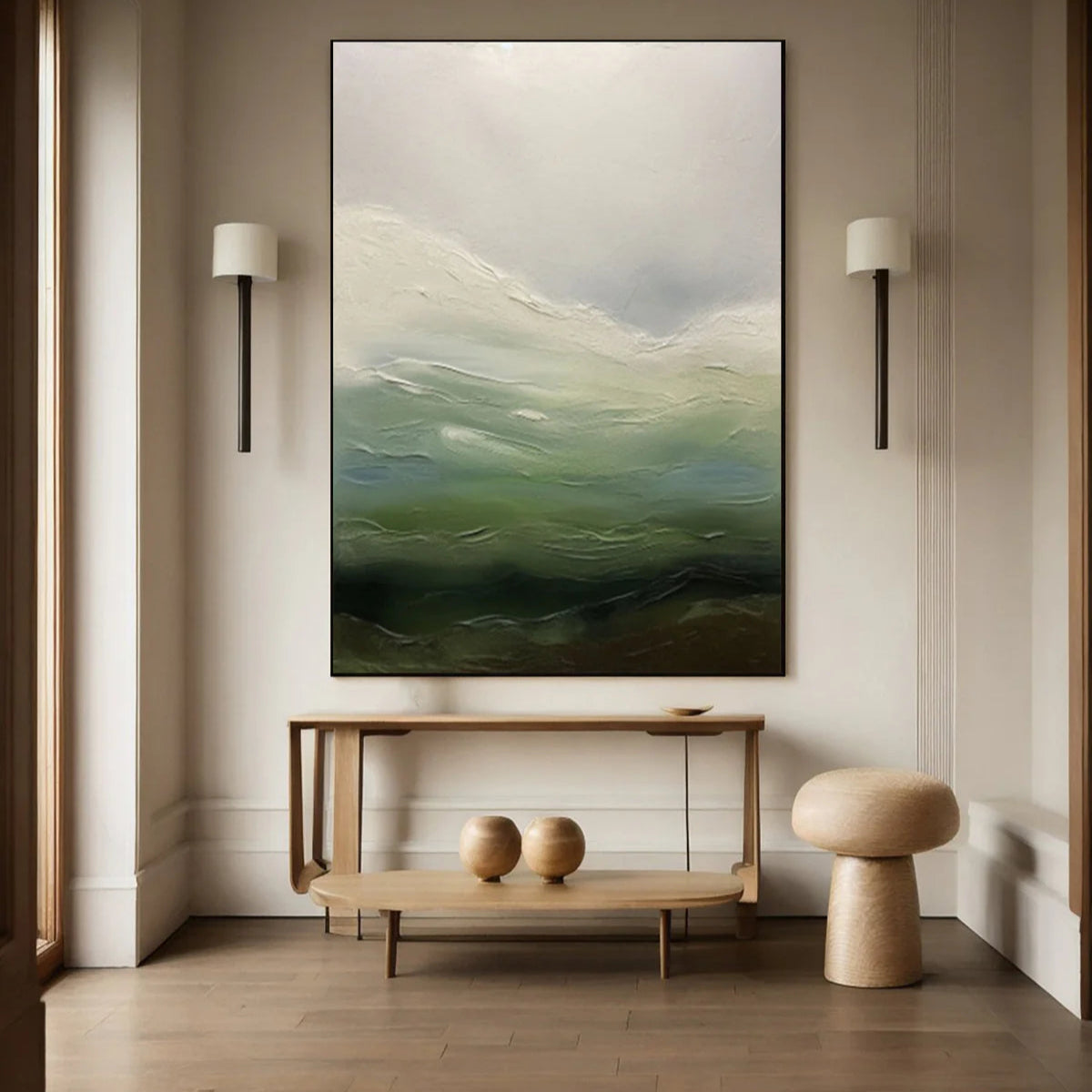 Contemporary Abstract with Blended Greens, Blues, and Whites #BGA 251