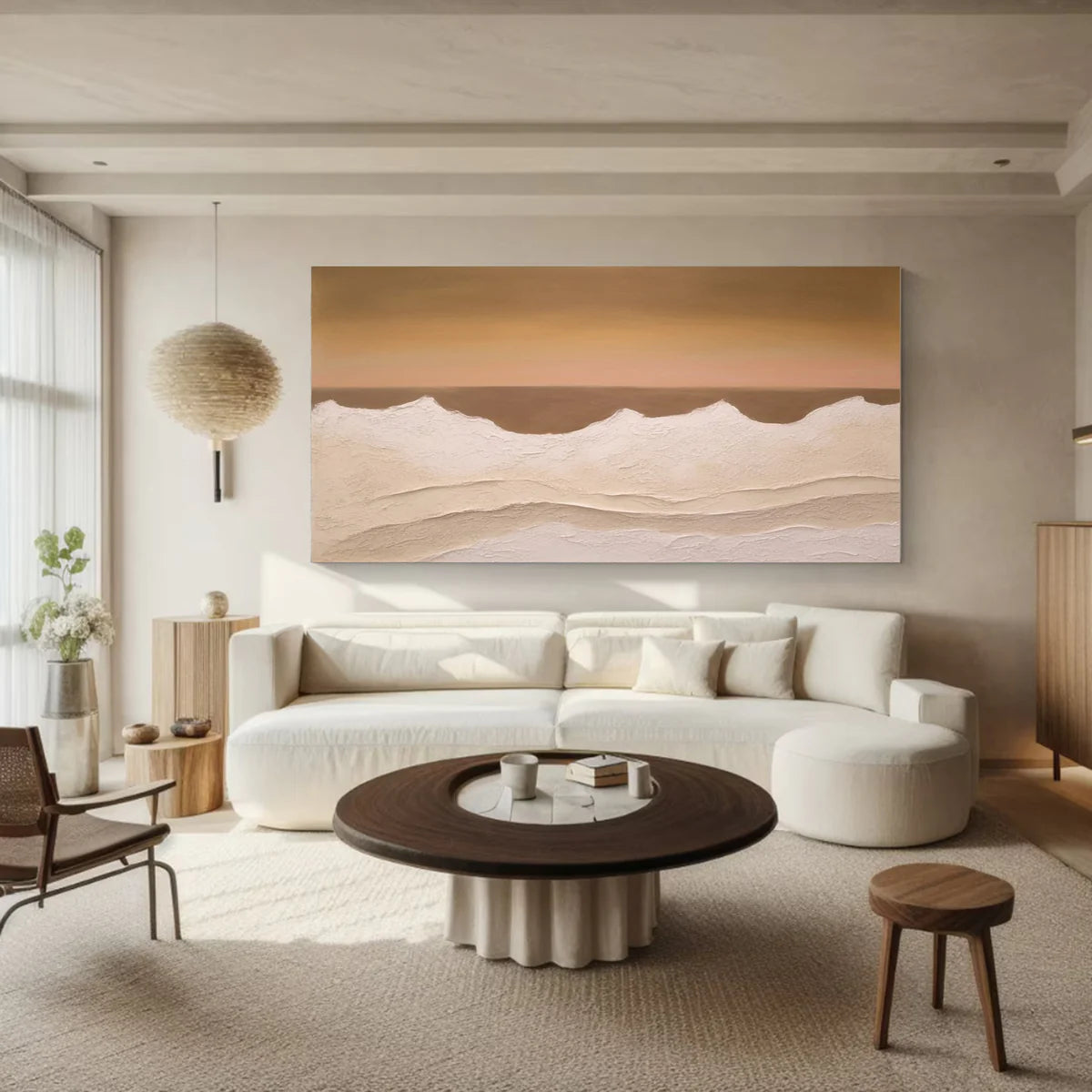 Contemporary Abstract with Textured Band, Minimalist Landscape #BGA 171