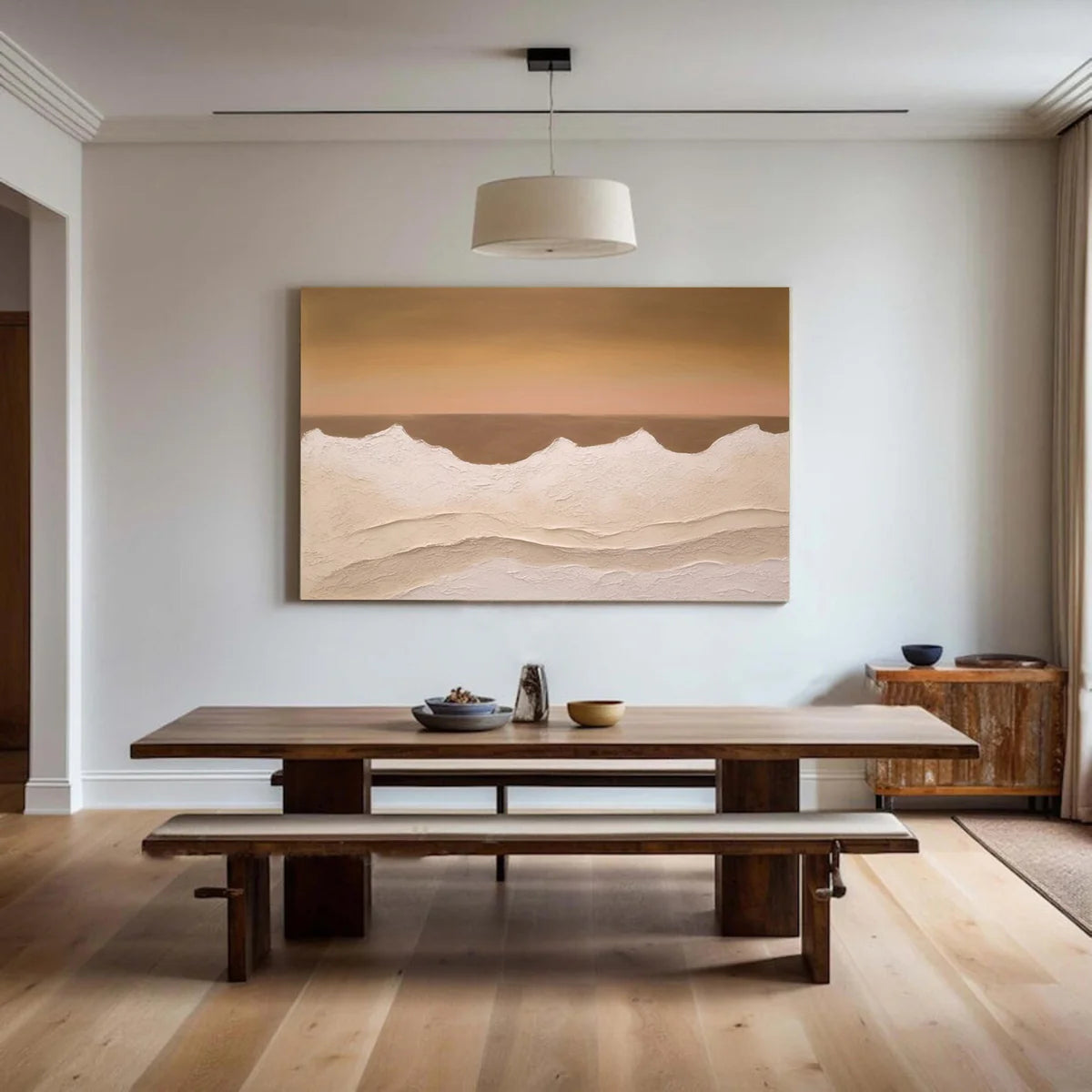 Contemporary Abstract with Textured Band, Minimalist Landscape #BGA 171