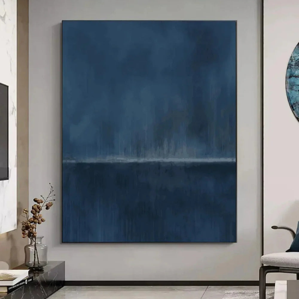 Deep Blue Gradient Minimalist Art, Contemporary Wall Painting #BGA 076