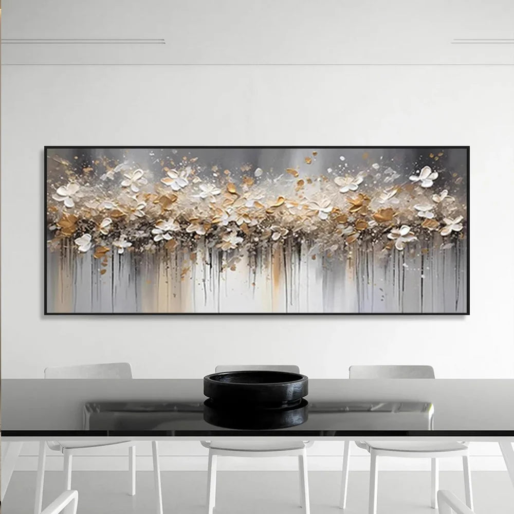 Modern Abstract Floral Wall Art with Golden Highlights #BGA 011