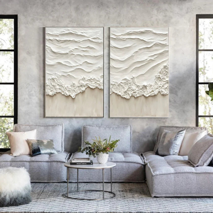 Textured Beach Waves Canvas Set for Coastal Home Decor #BBS 012