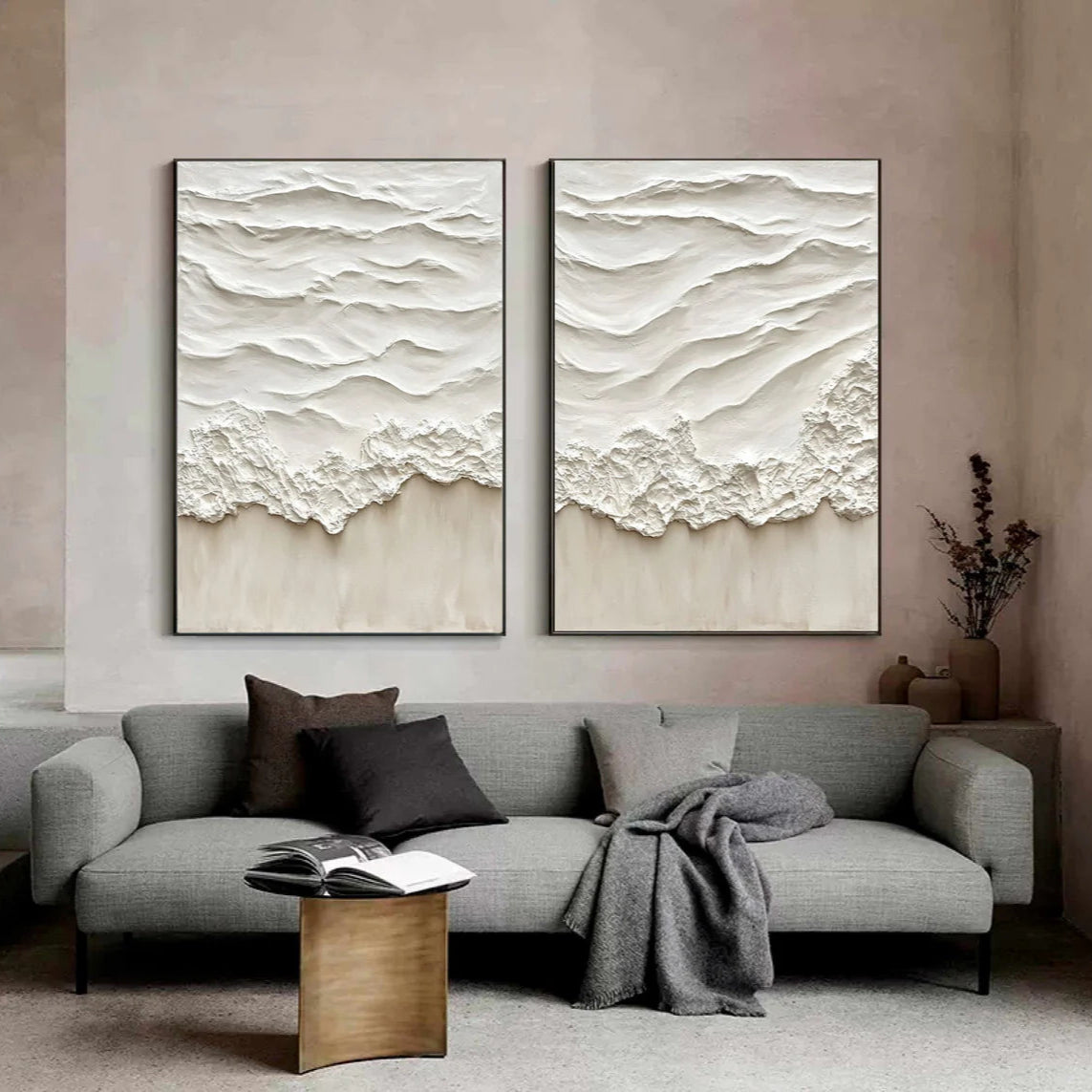 Textured Beach Waves Canvas Set for Coastal Home Decor #BBS 012