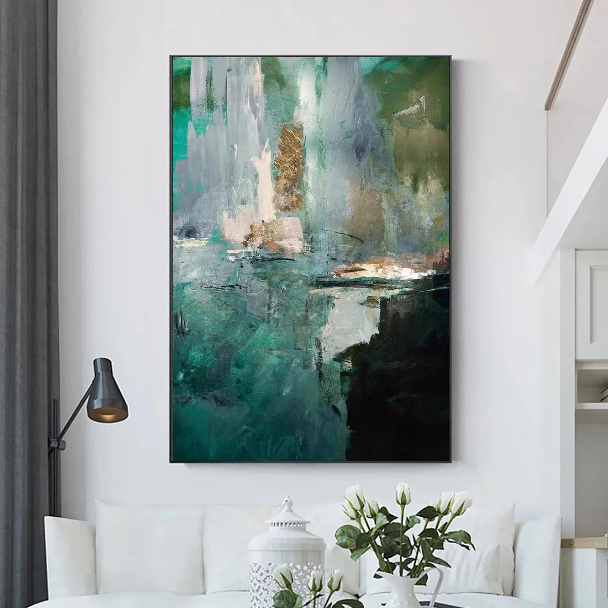 Blue & Green Abstract Painting #LL 008