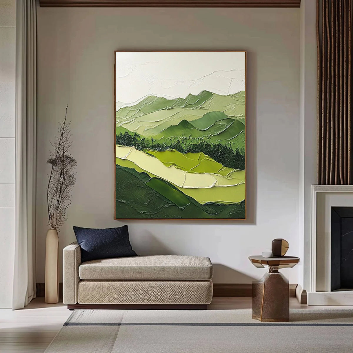 Modern Green Mountain Wall Art Nature-Inspired Decor for Contemporary Spaces #BGM 037