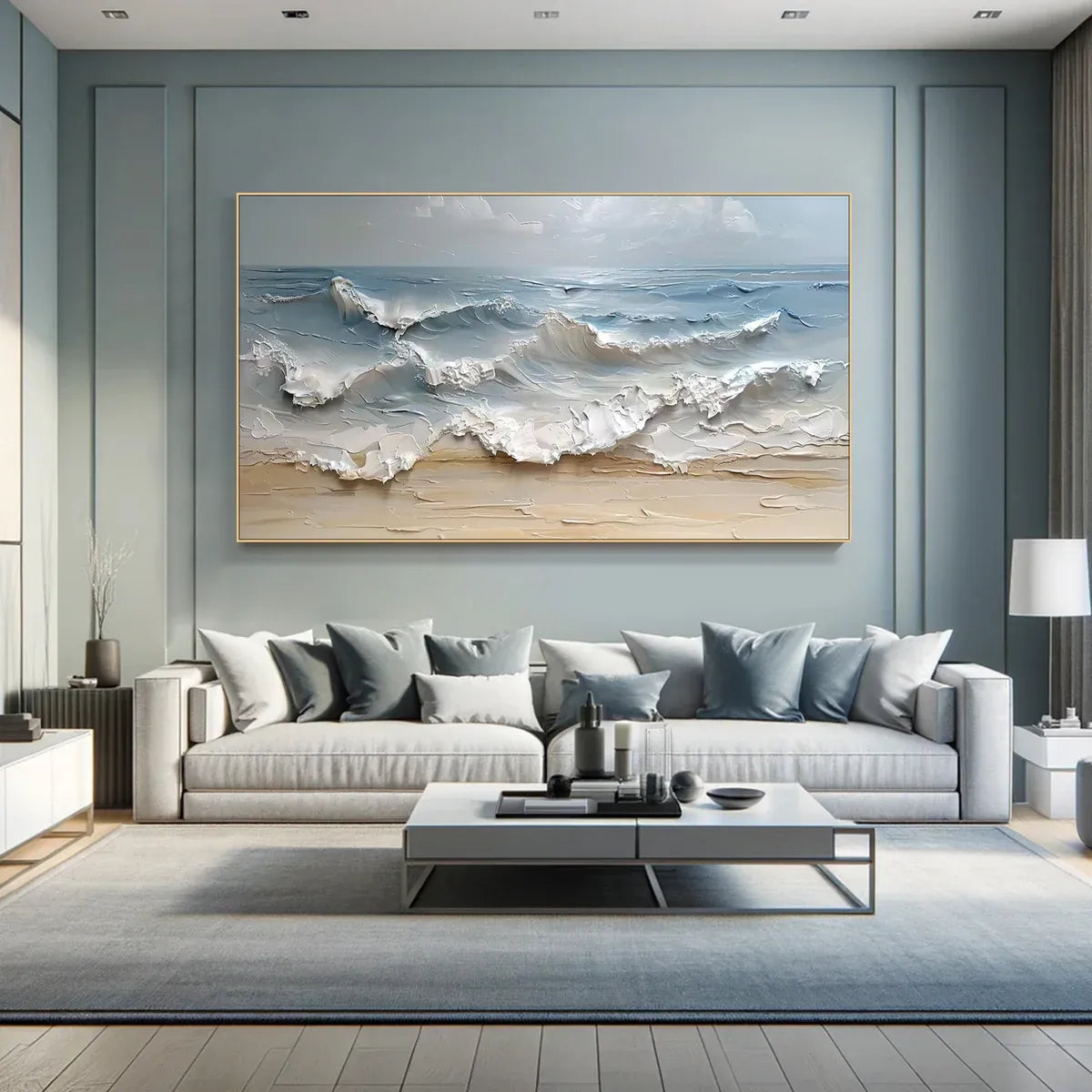 Large Textured Seascape Painting for Living Room Wall Art #OS 001