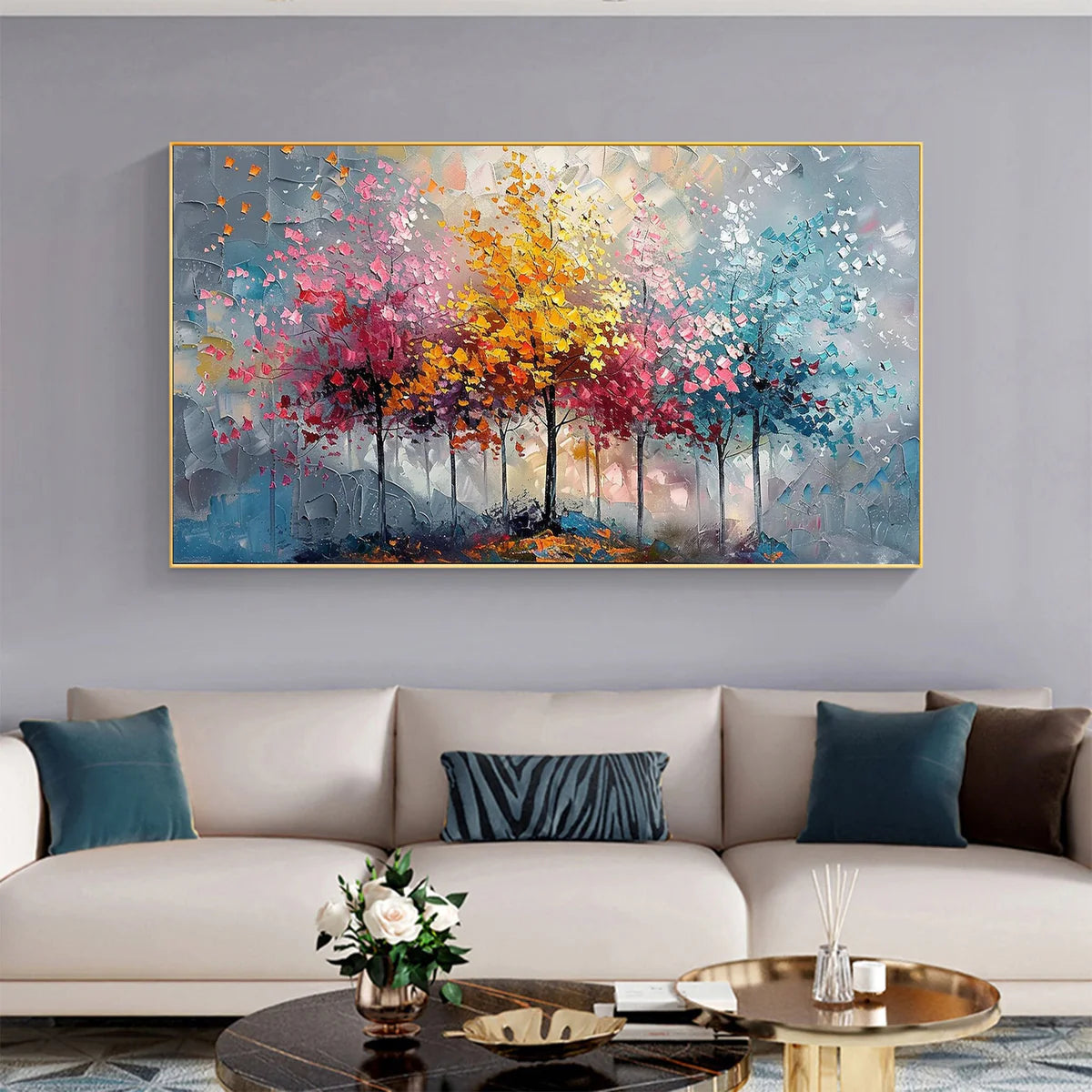 Large Colorful Tree Abstract Wall Art for Home Decor #FT 010