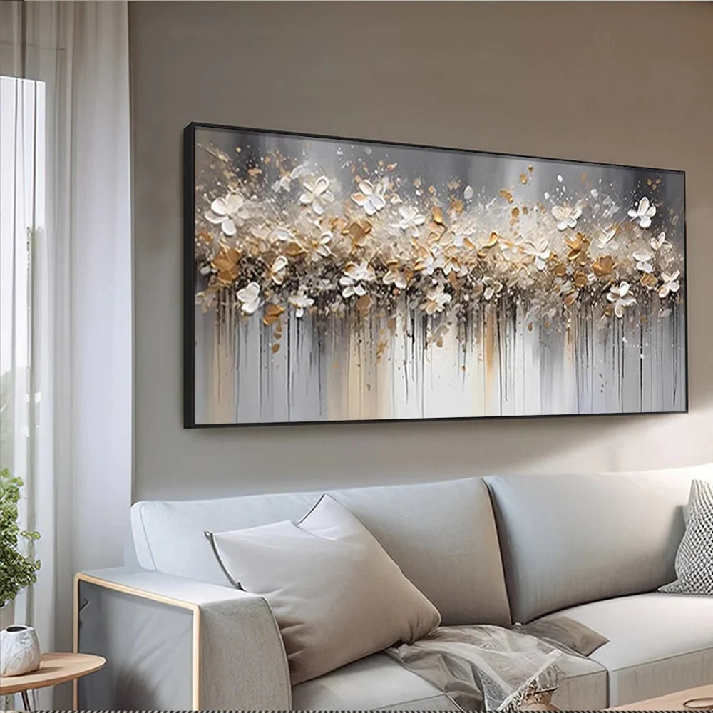 Modern Abstract Floral Wall Art with Golden Highlights #BGA 011