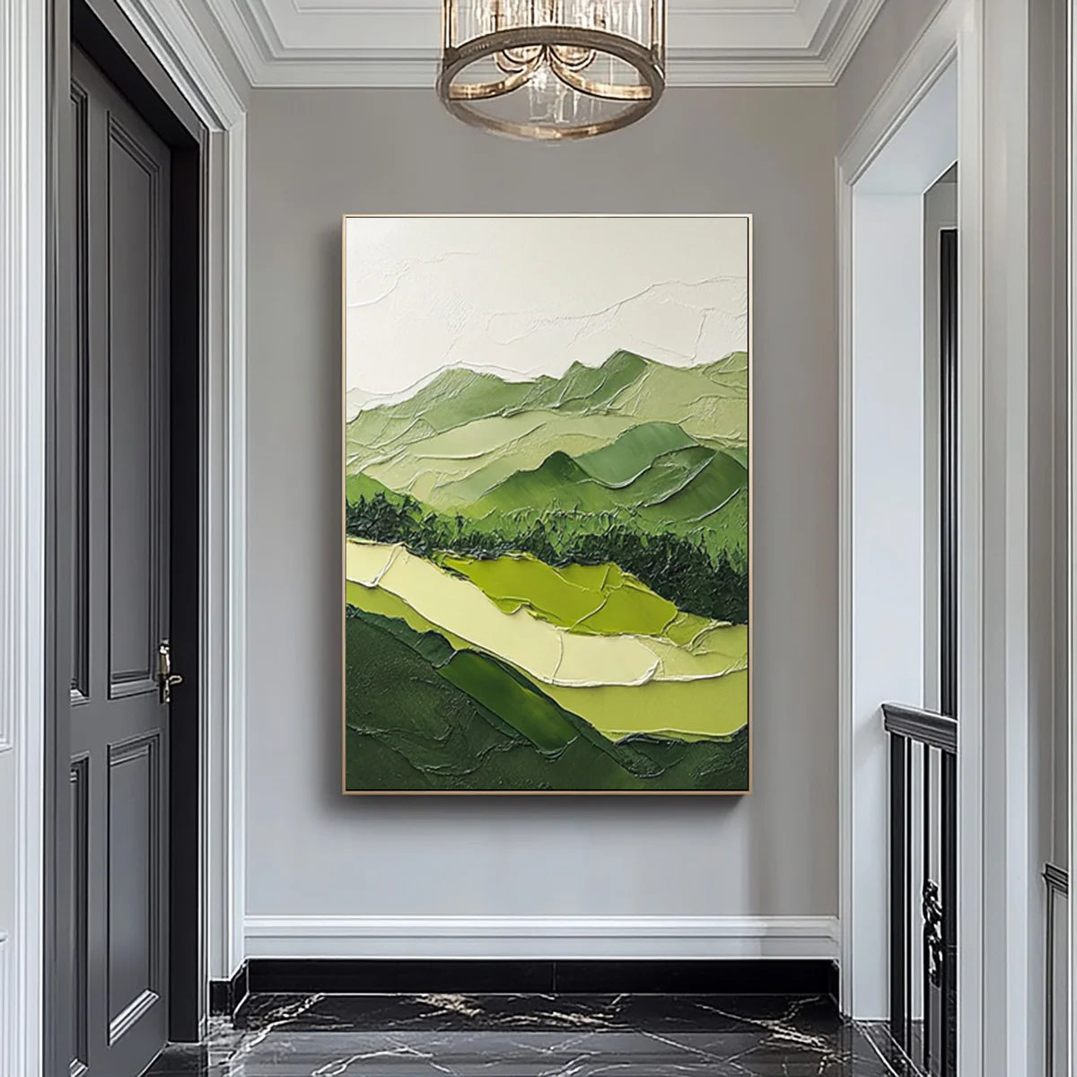 Modern Green Mountain Wall Art Nature-Inspired Decor for Contemporary Spaces #BGM 037