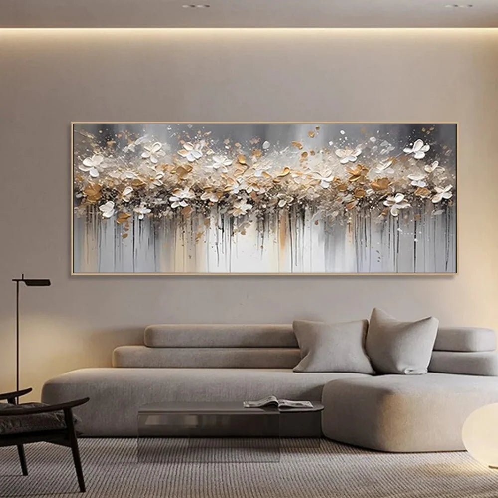 Modern Abstract Floral Wall Art with Golden Highlights #BGA 011